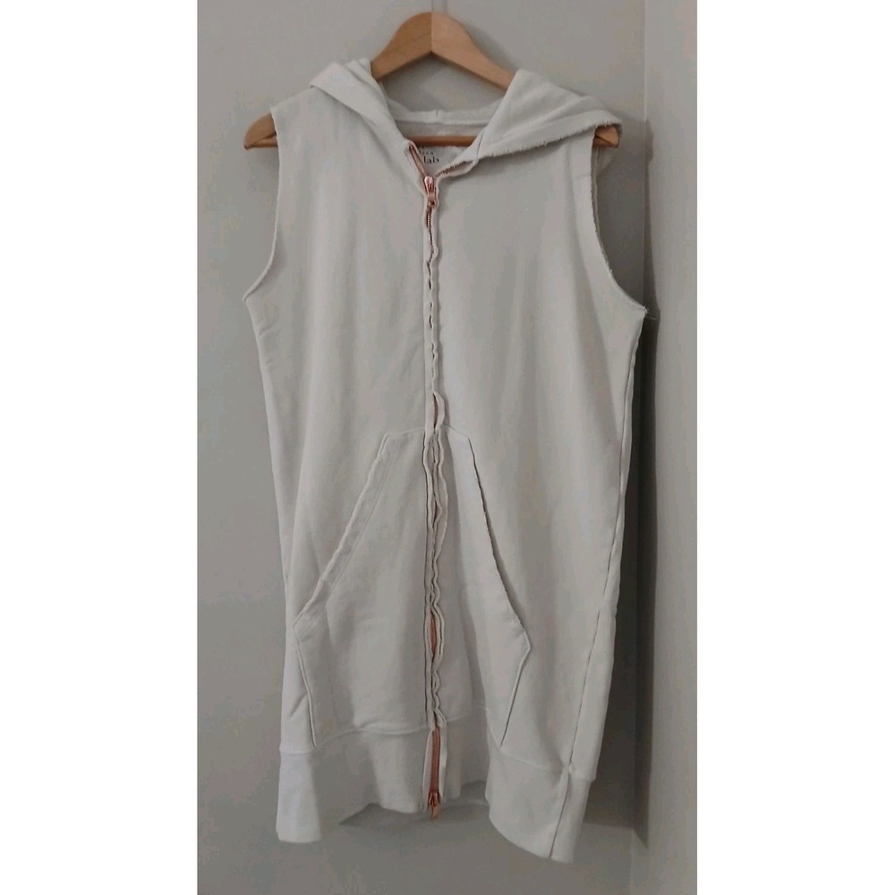 Frank & Eileen Cream Sleeveless Zip Hoodie Vest